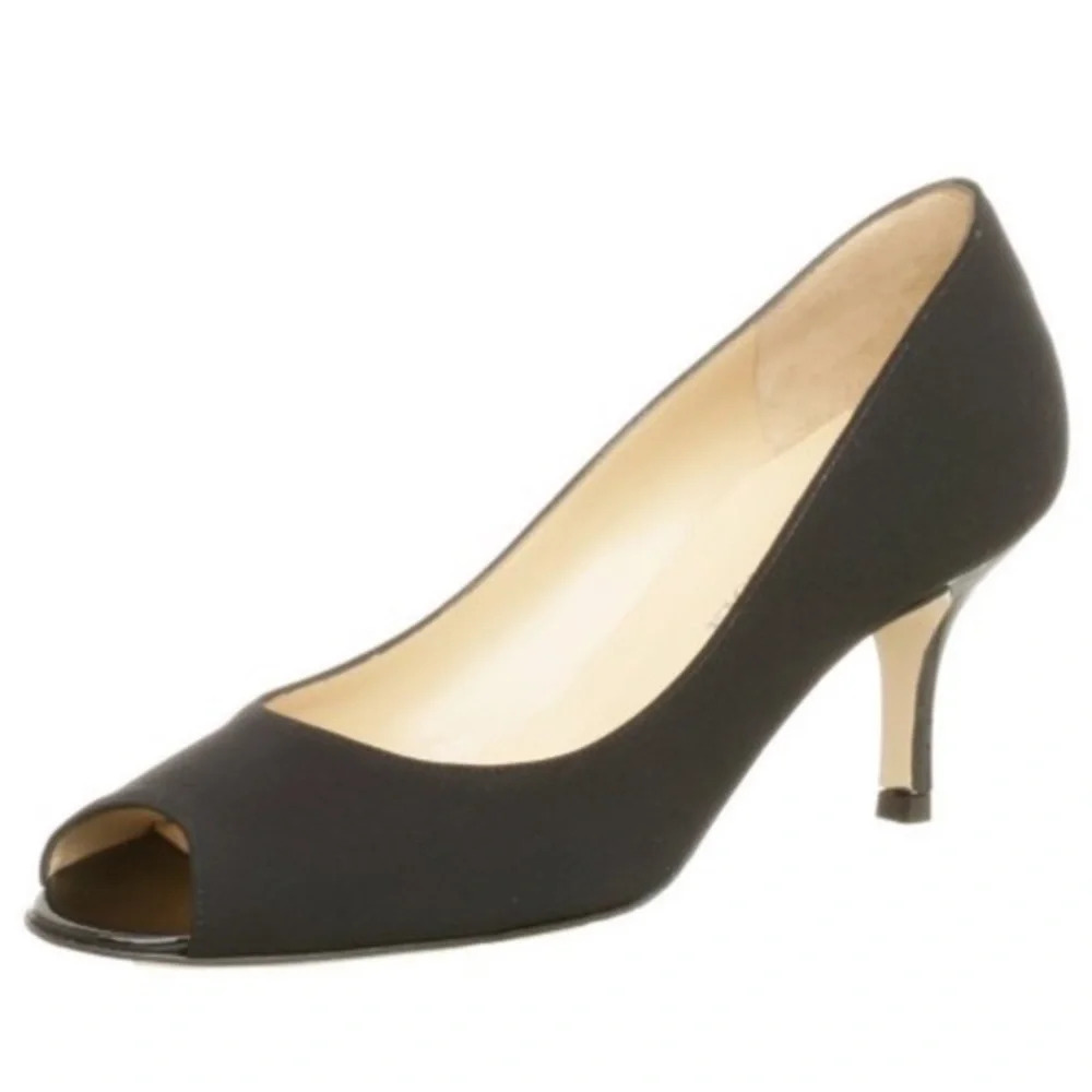 Bruno Magli Novati Peep Toe Kitten Heel Pumps, Black, Size 10, NWOT